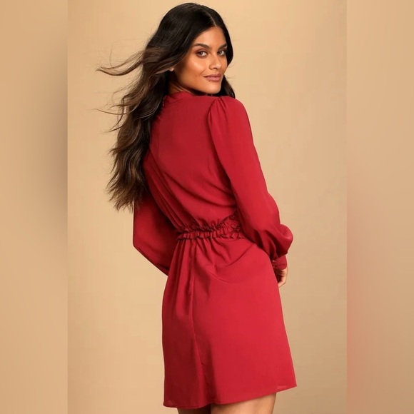 Lulus Autumn Bliss Rusty Rose Long Sleeve Cutout Mini Dress Size L - Picture 4 of 16